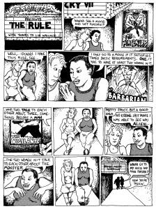 Bechdel Test originated here in a strip called The Rule (though Bechdel attributes the origin to her friend Liz Wallace)